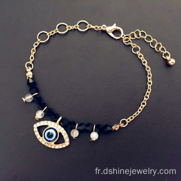 Chaîne Evil Eye Bracelet or cristal perles pendentif Bracelet